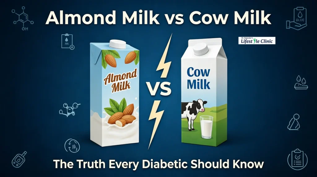 almond milk vs cow milk comparison for diabetics showing which milk is better for blood sugar control