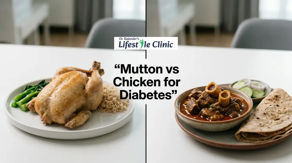 Grilled skinless chicken and mutton curry comparison for diabetes-friendly protein choices