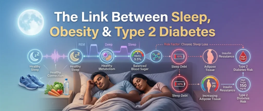 Connection between sleep deprivation, obesity and type 2 diabetes affecting metabolic health
