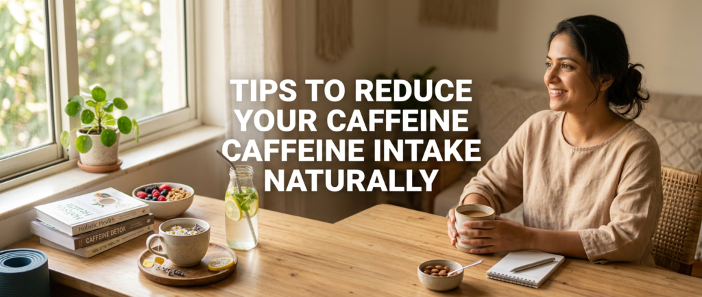 Healthy alternatives like herbal tea and decaf coffee for reducing caffeine intake naturally