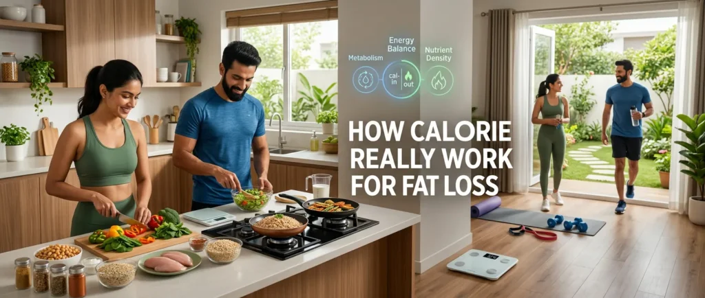Healthy calorie deficit for sustainable fat loss with nutrition and exercise