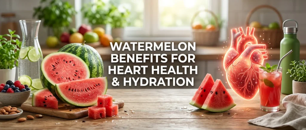 Fresh watermelon supporting heart health, hydration and healthy nutrition